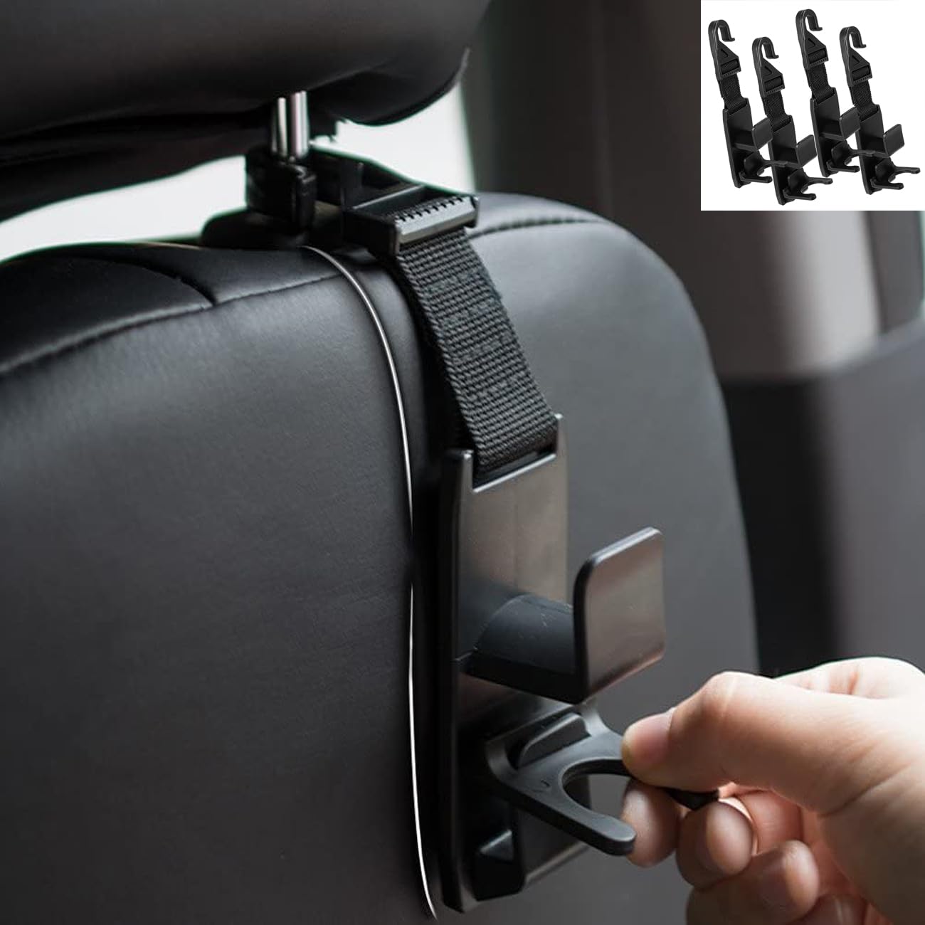 STHIRA 4pcs Car Headrest Hooks, Hanging Hook for Car Headrest Backseat Bag Hanging Hook Car Organizer Hook Universal Car Headrest Hooks for Bag, Backpack, Storage Bag, Water Bottle STHIRA 4pcs Car Headrest Hooks, Hanging Hook for Car Headrest Backseat Bag Hanging Hook Car Organizer Hook Universal Car Headrest Hooks for Bag, Backpack, Storage Bag, Water Bottle